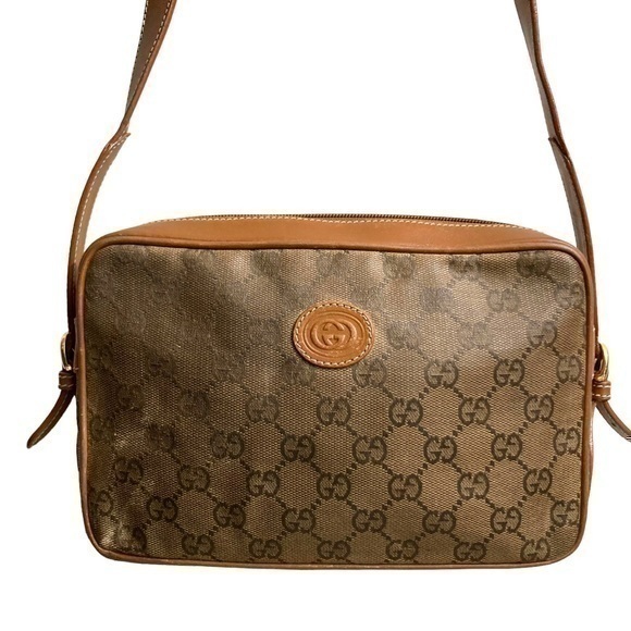 Gucci vintage brown gg canvas Leather crossbody bag